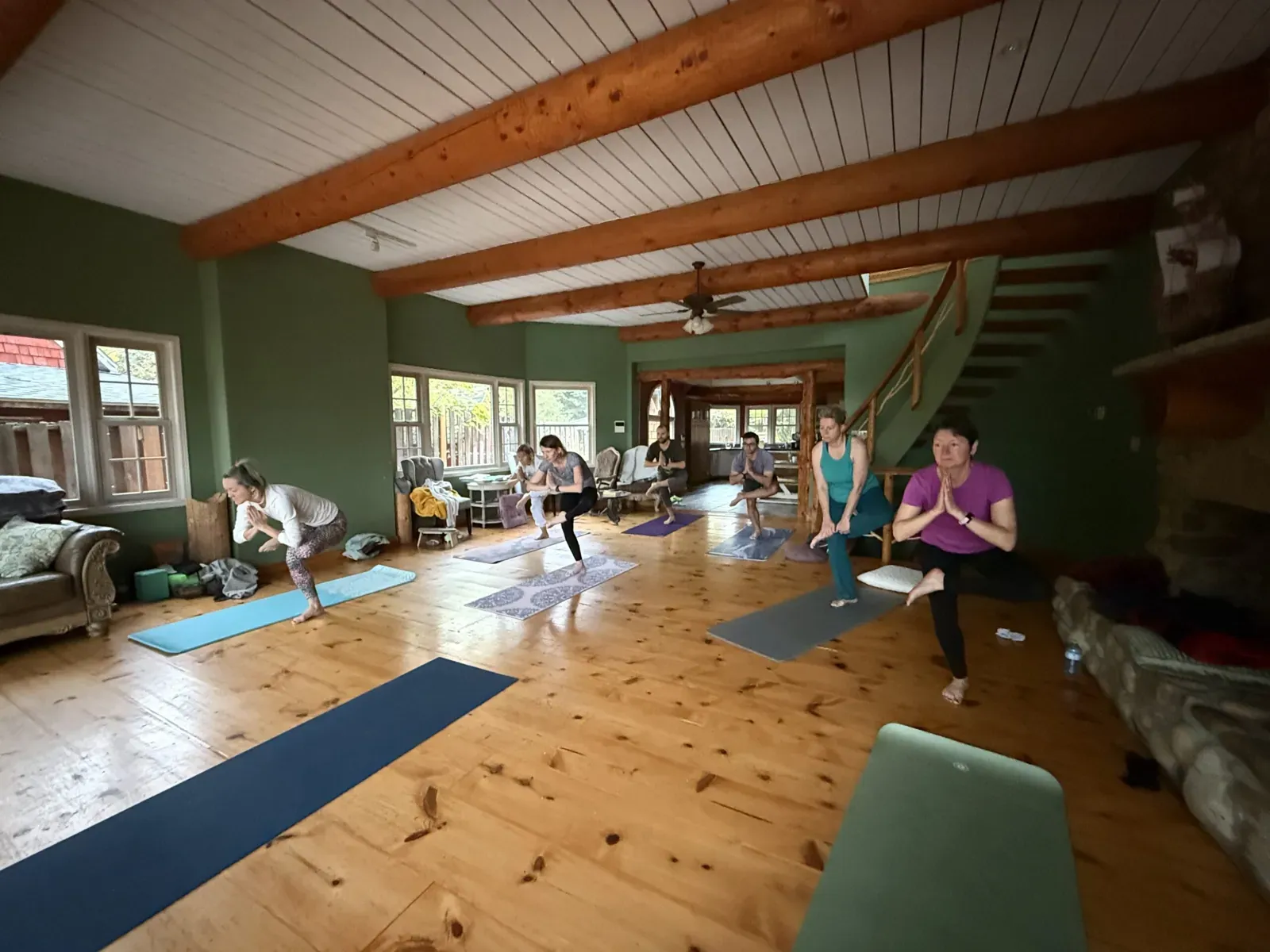 Hatha yoga in the lake house at Gull Lake