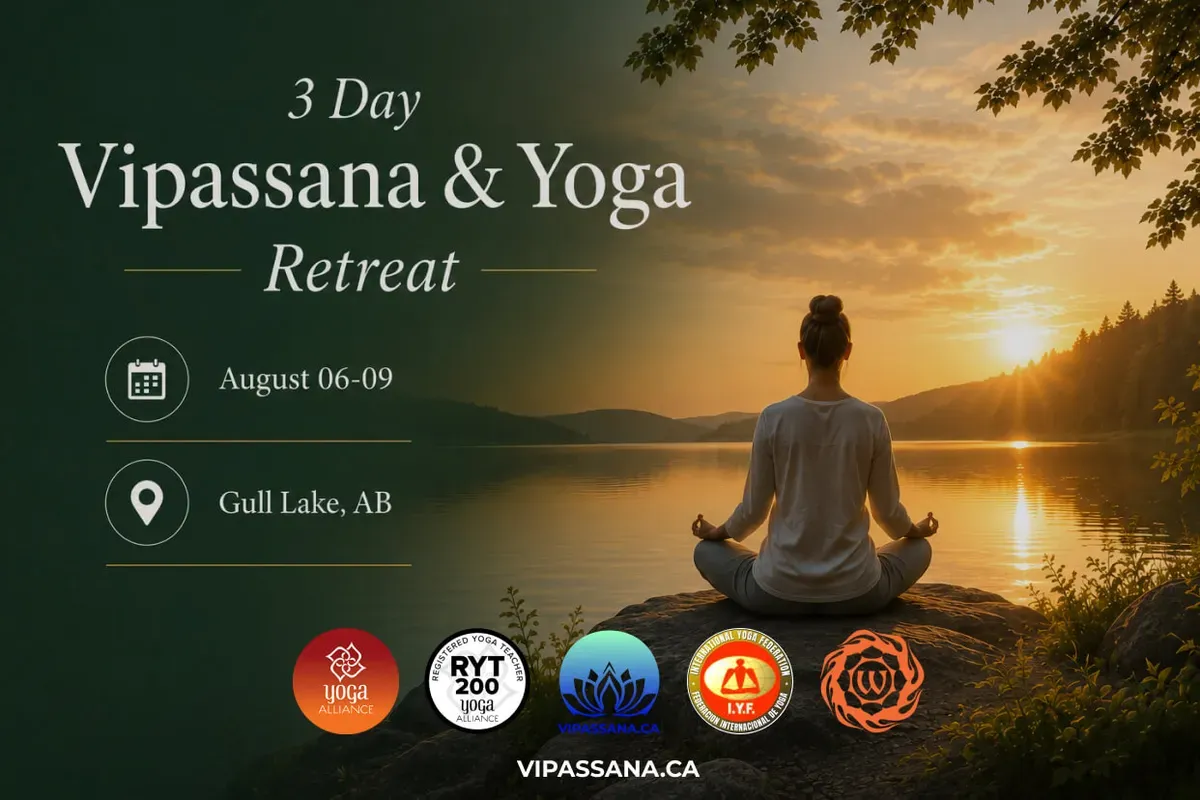 3-Day Vipassana & Yoga Retreat, August 6-9, 2026, Gull Lake, Alberta