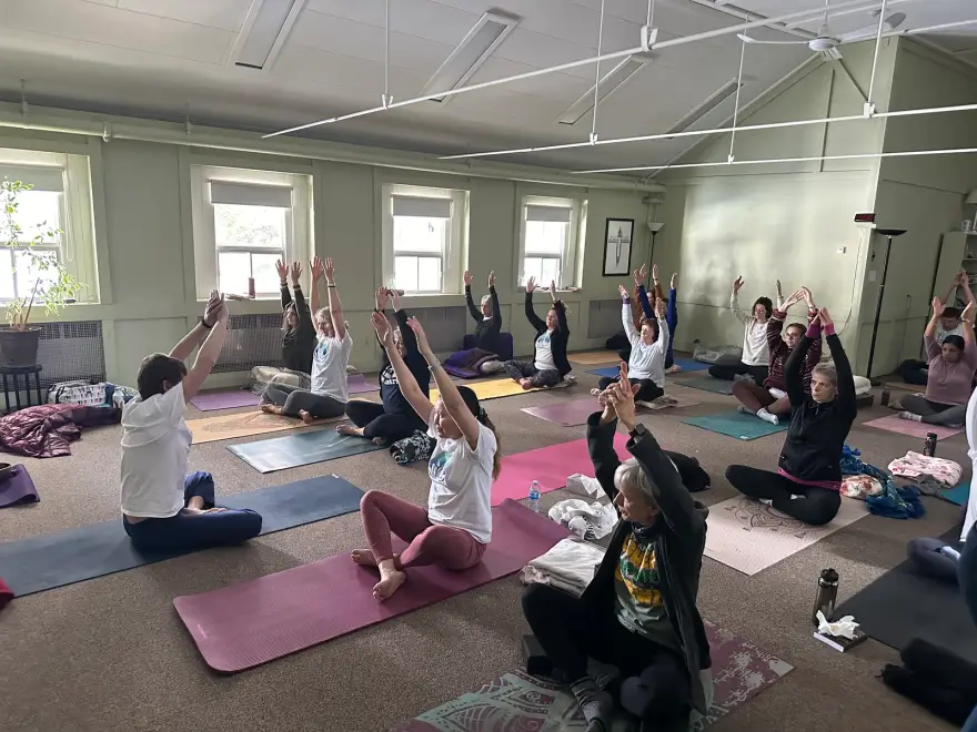 Gentle yoga at a Vipassana silent retreat